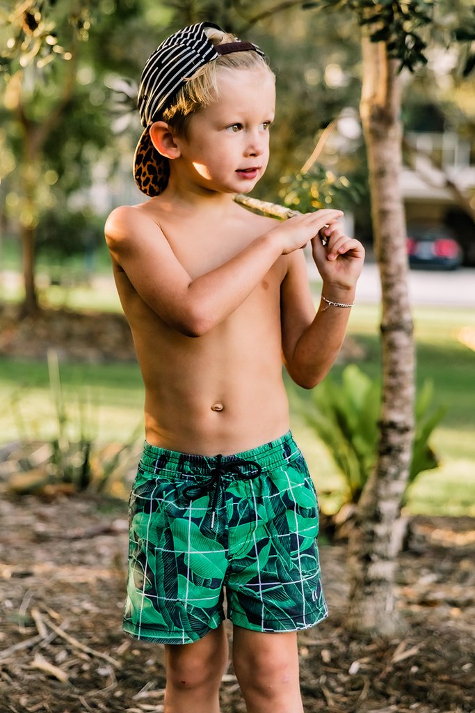 Jungle Grid Swim Shorts Kids