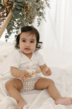 Load image into Gallery viewer, Sand Gingham Nappy Cover
