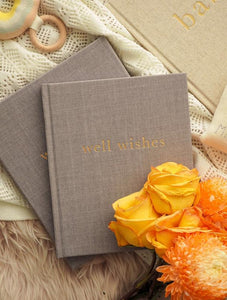 WELL WISHES. GUEST BOOK. GREY